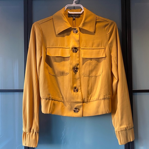 Dynamite Mustard cropped bomber jacket size XXS - Picture 3 of 11